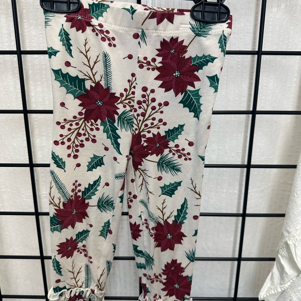 Ruffle Butts Berry and Leaf Print Leggings